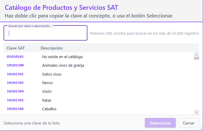 Catálogo Productos y Servicios SAT