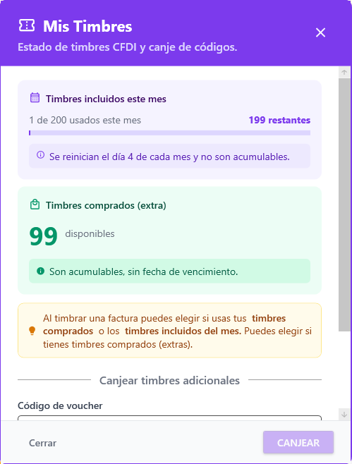 Ventana Mis Timbres